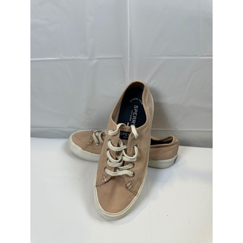 Sperry Top-Sider Crest Vibe Canvas Sneakers Tan‎ Pink Low Top Shoes Womens